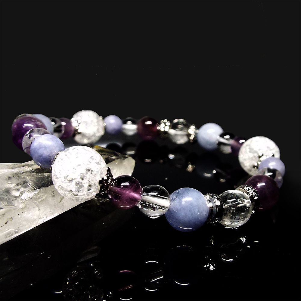 ⑩ 天然石✨アメジスト×クラック水晶 8mmパワーストーンブレスレット約