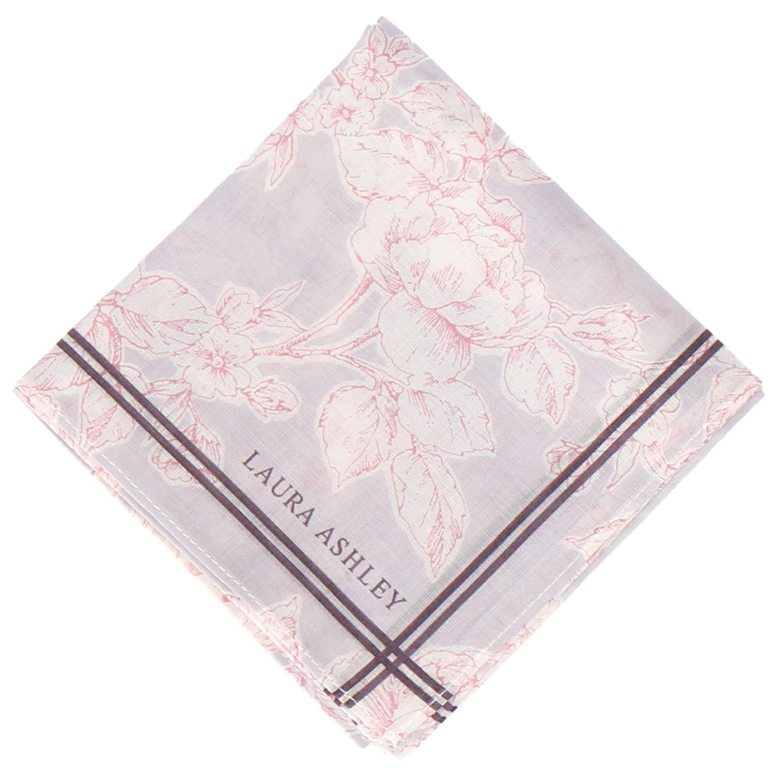 ローラ アシュレイ レディースプリントハンカチ 05506010 ハンカチ 女性 花柄 05506010B グレー B 約 横48cm×縦48cm