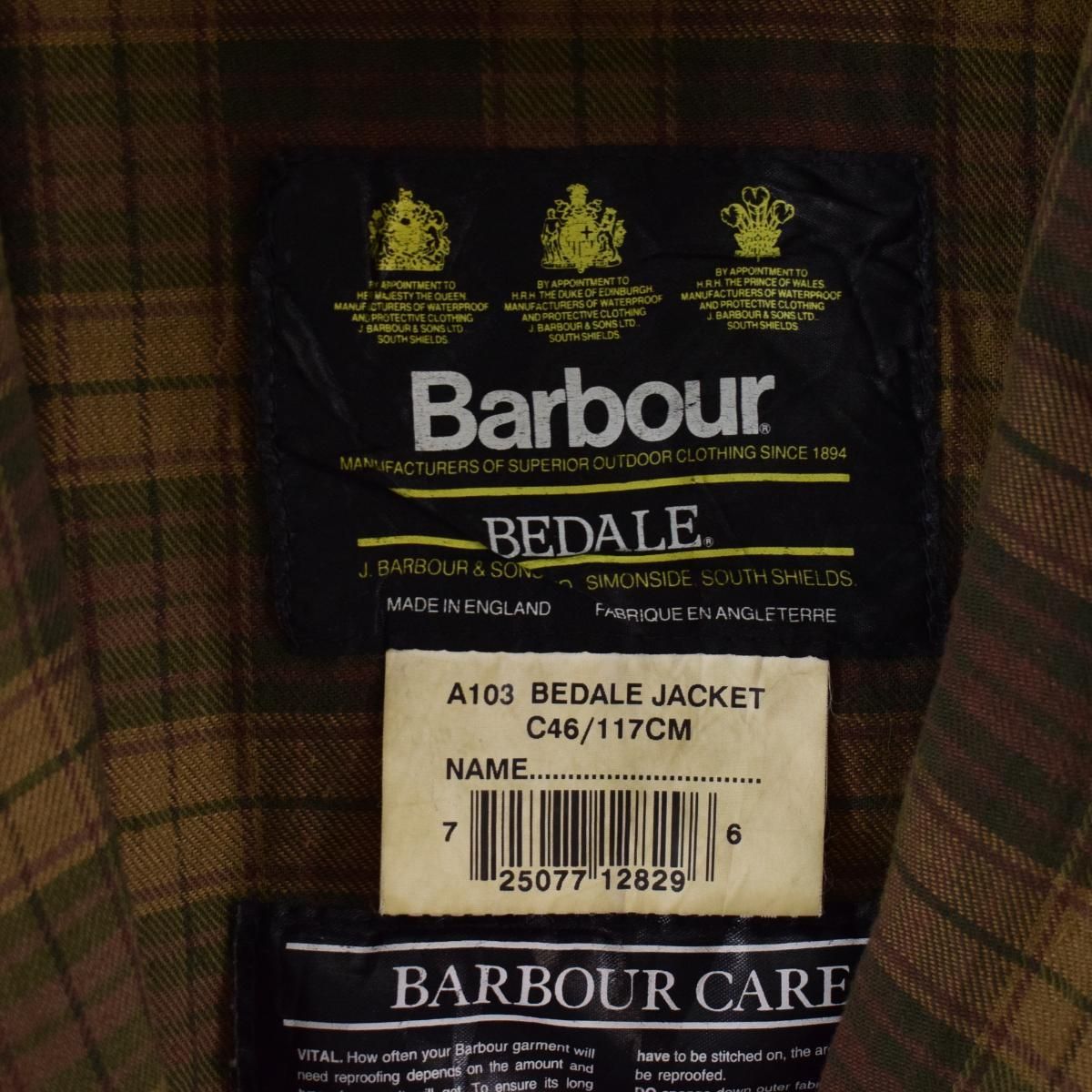 古着 90年代 バブアー Barbour BEDALE ビデイル 旧3ワラント ワックス