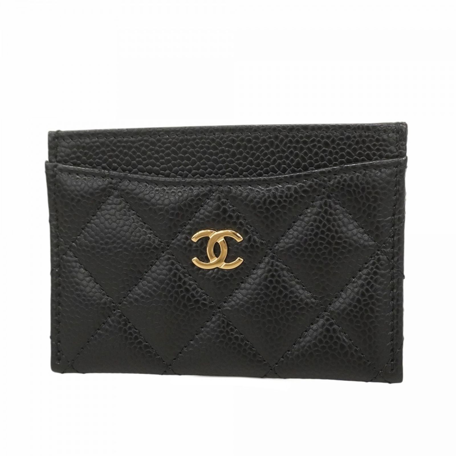 シャネル Chanel シャネル 名刺入れ カードケース マトラッセ キャビアスキン ブラック レディース