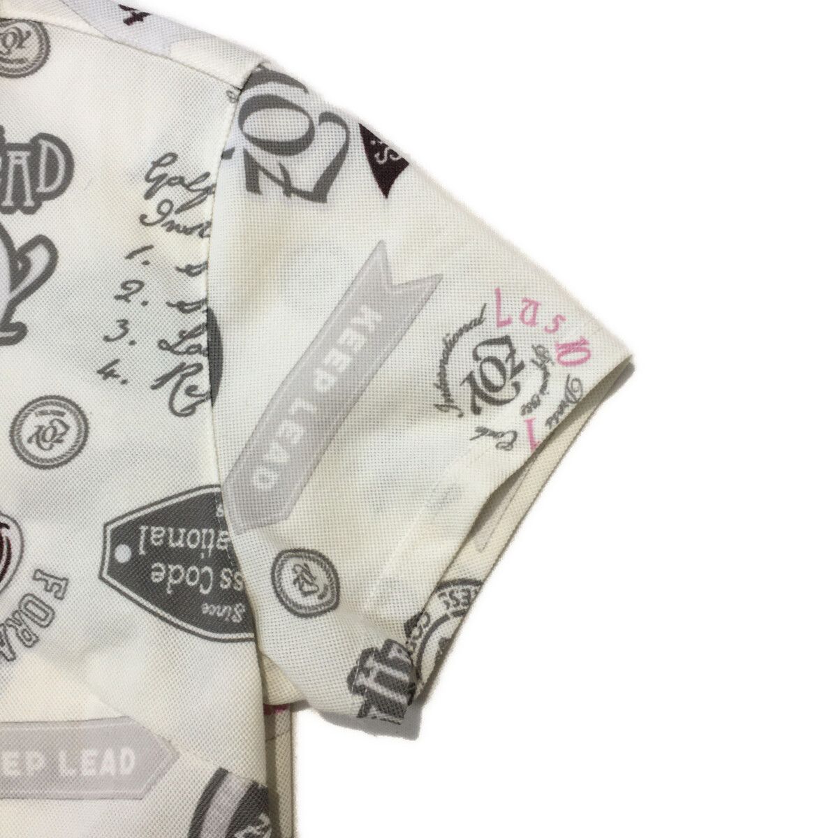 ZOY - coco 中古 ゾーイ ZOY レディース ワンピース 38(M) 白  ホワイト 半袖ポロ 裏地付き ロゴ総柄 中古 レディース ゾーイ ZOY ワンピース 38(M) 白 ホワイト 半袖