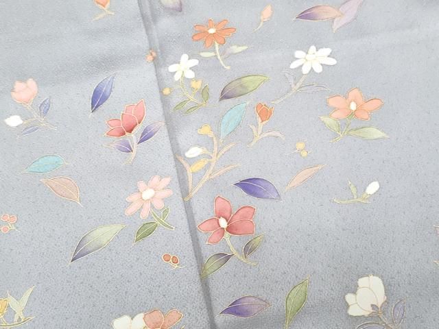 ★専用★未使用品 訪問着 枝花 くすみ紫 枝花 綸子 金彩 身丈162.0cm 平和屋着物□訪問着 枝花文 暈し染め 金彩 正絹 逸品 未使用
