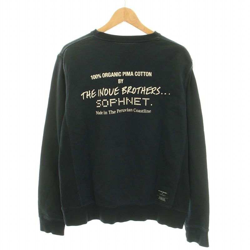 ソフネット SOPHNET. ザ イノウエブラザーズ THE INOUE BROTHERS 19AW スウェット トレーナー クルーネック 長袖 Vガゼット ロゴプリント バックプリント M 黒 ブラック /YT