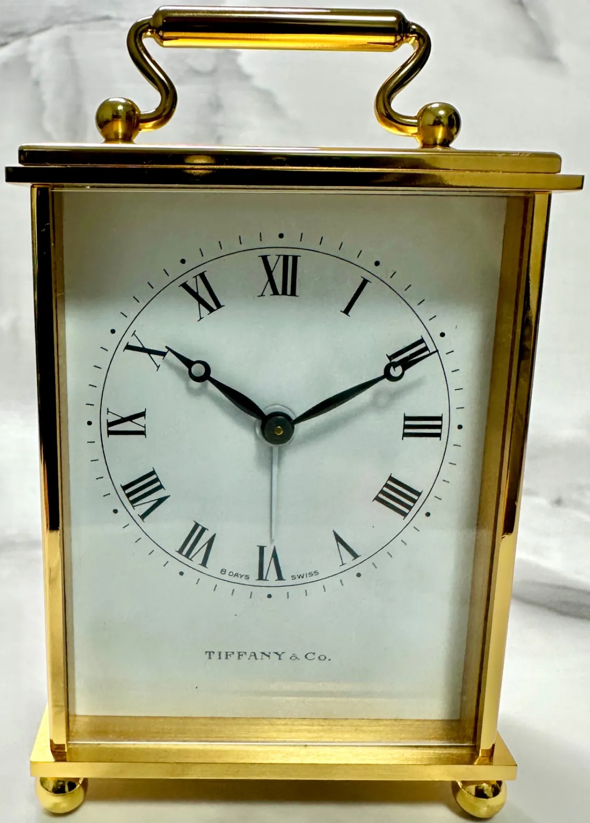 【1200】ジャンク品TIFFANY&Co置時計 純正ブルーBOX付き！ TIFFANY&Co. ティファニー 置時計 手巻き