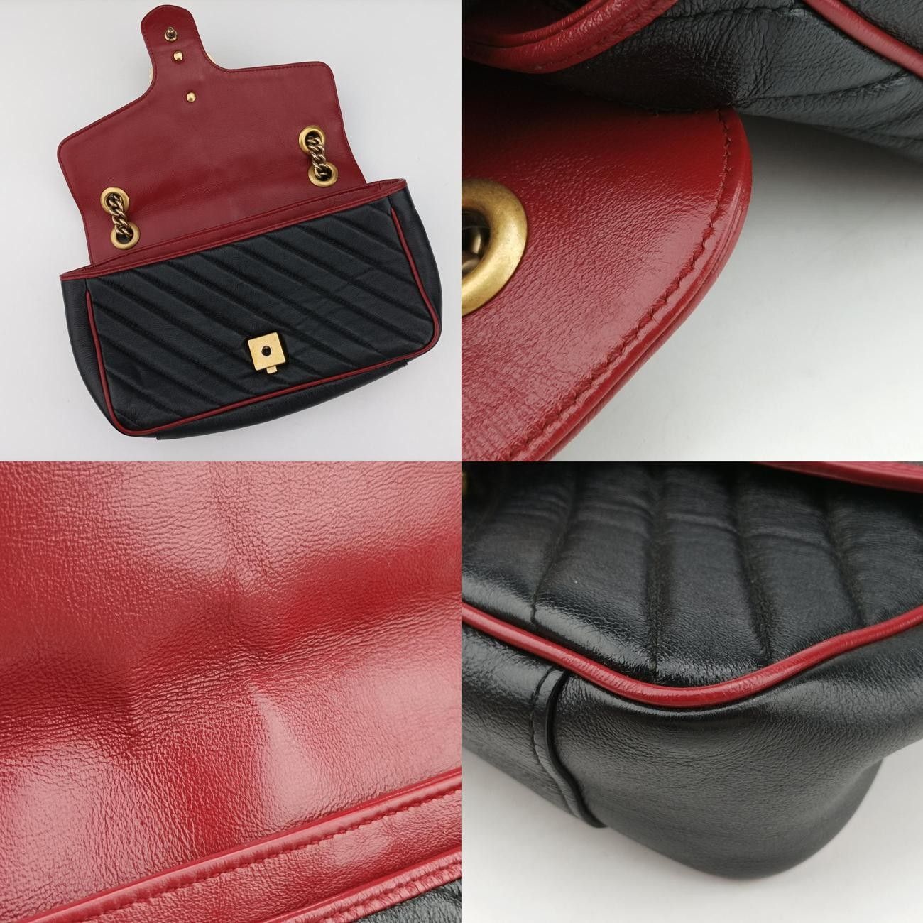 グッチGucciGGマーモントブラック×レッドレザー443497G029515359