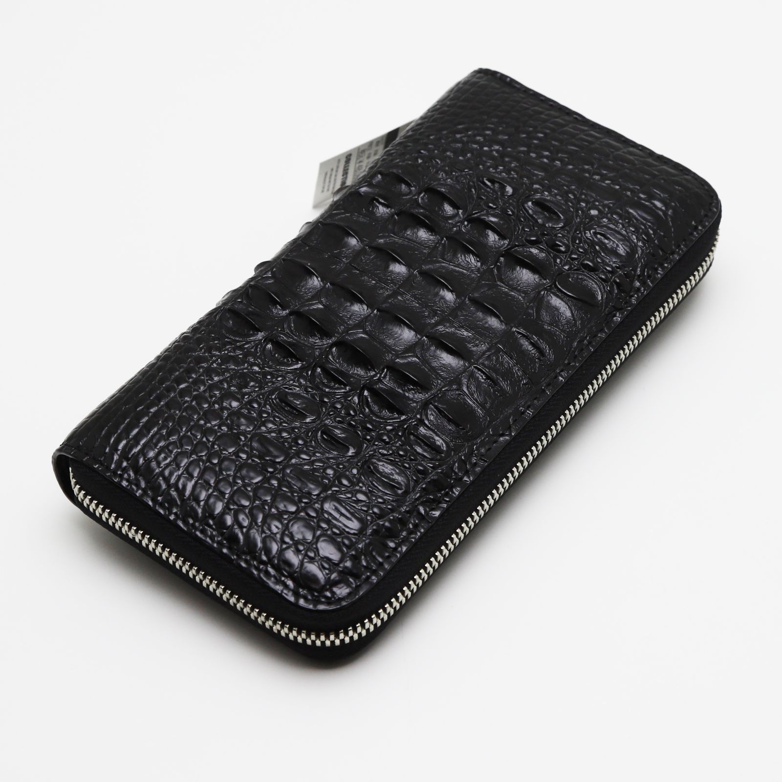 新品】ラウンドファスナー長財布 クロコダイルレザー ブラック ワニ革  