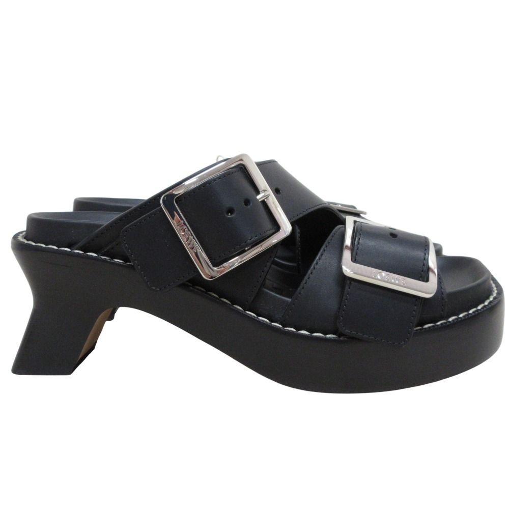 ♥ LOEWE ロエベ EASE HEEL Do イーズ ヒール スライド ミュール サンダル 35 22.5cm相当 ブラック レディース 古着