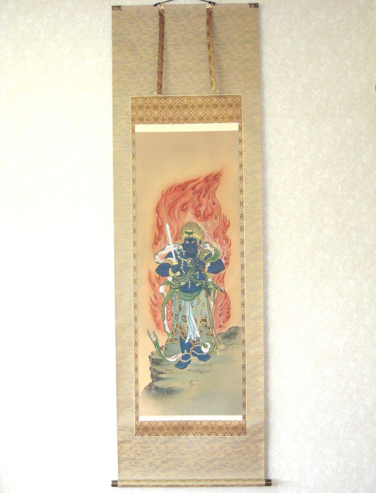 【特価品】掛け軸 掛軸　不動明王・青不動◆古田瑞洸 (真筆・新品) 特価品】掛け軸 掛軸 不動明王・青不動◇古田瑞洸 (真筆・新品