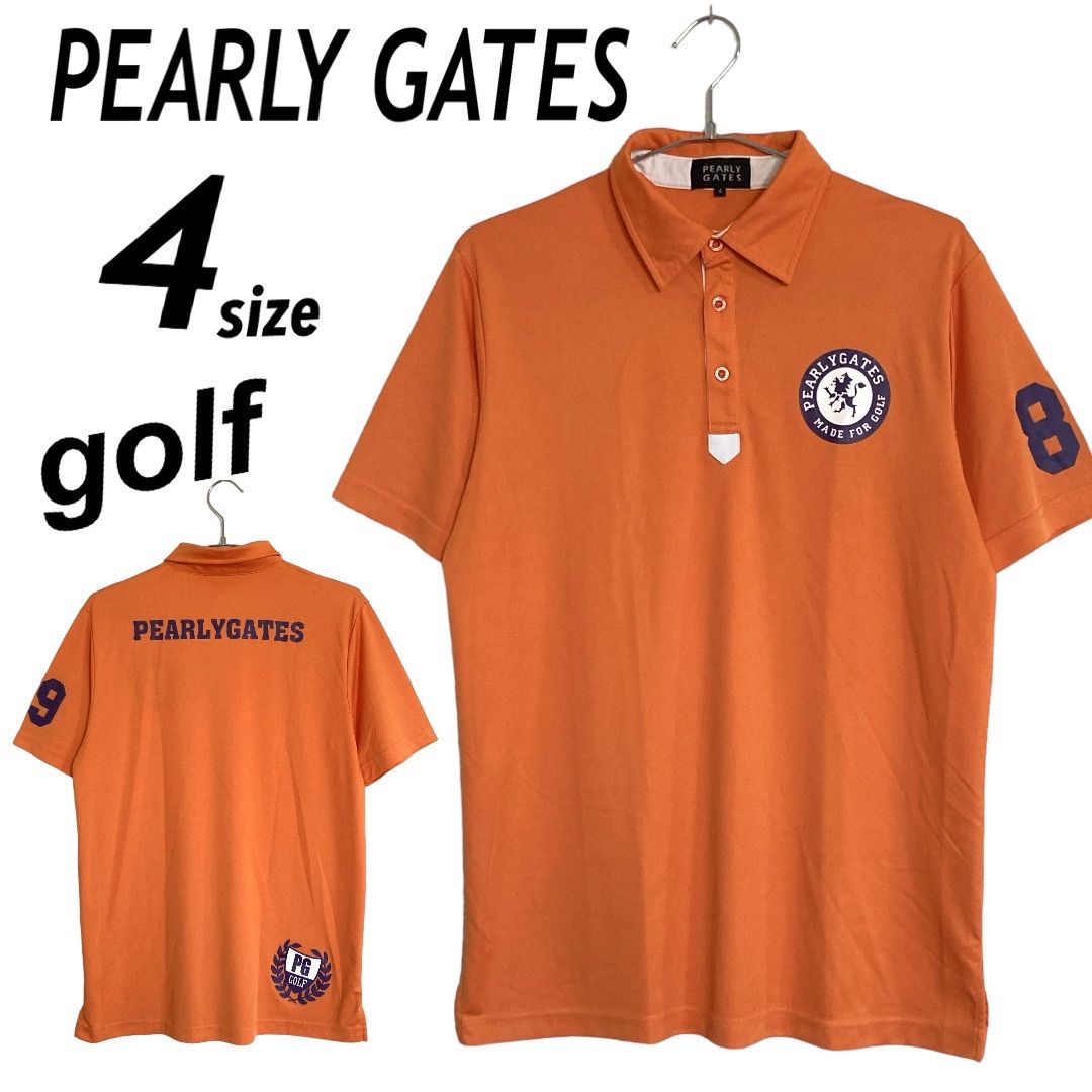PEARLY GATES パーリーゲイツ メンズ ゴルフウェア 4 半袖ポロシャツ ロゴ オレンジ系 (D20)