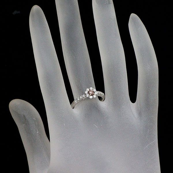 希少 Pt900/K18PG 天然ピンクダイヤモンド リング 0.093ct D0