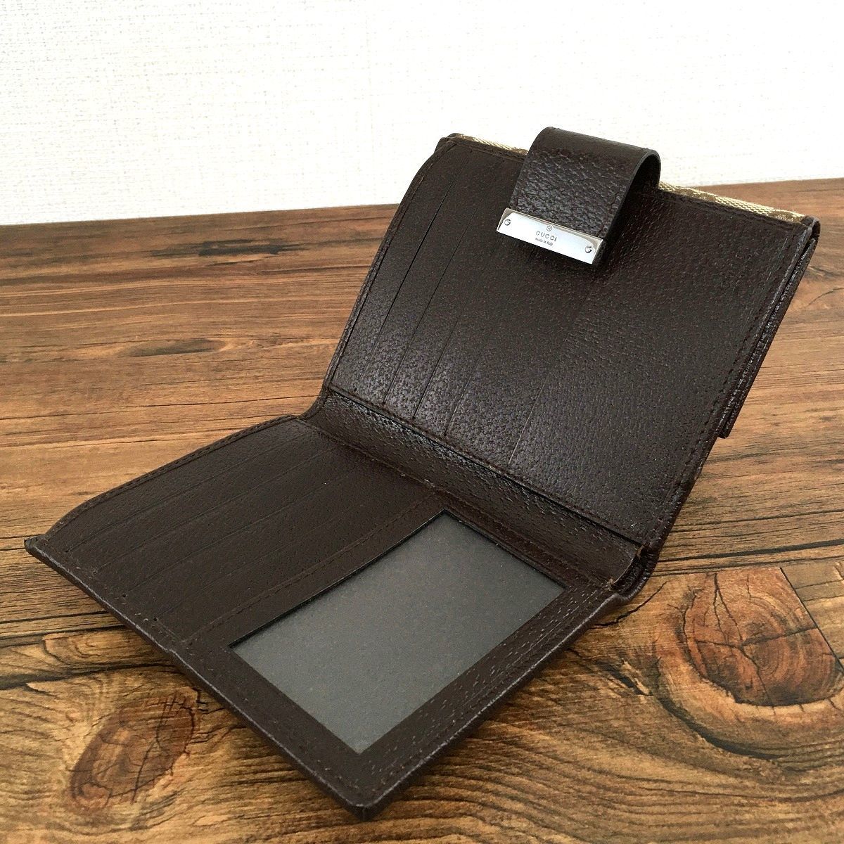 グッチウォレット 308 送料込み！ 極美品 GUCCI Wホック財布 115094 GGキャンバス