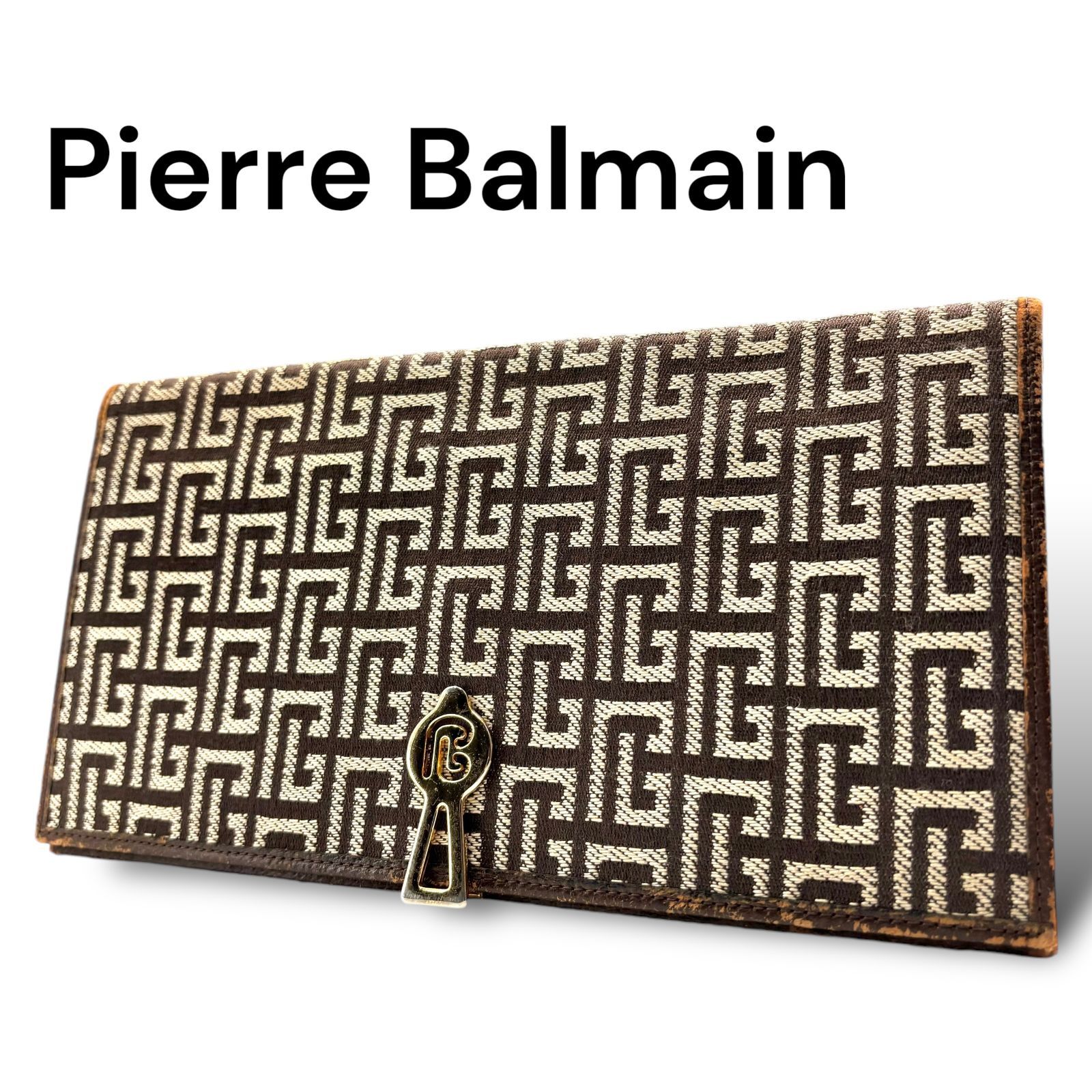 Pierre Balmain ピエールバルマン 2つ折り長財布 キャンバス ブラウン 