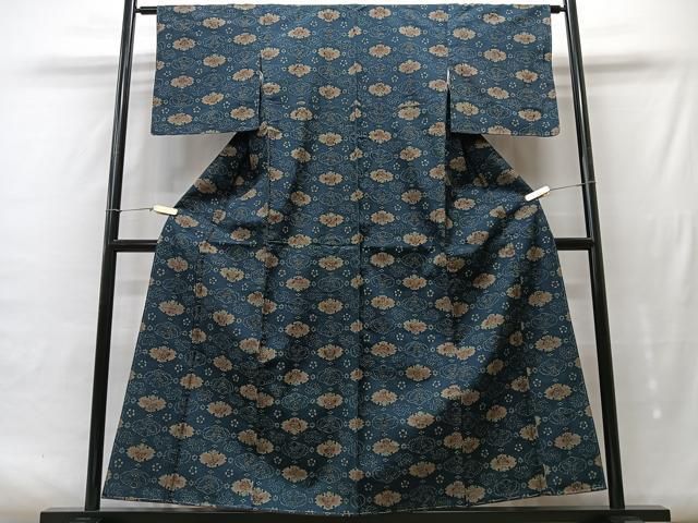 平和屋着物□上質な紬 型染め 舞蝶文 正絹 逸品 未使用 CAAS1283xe  