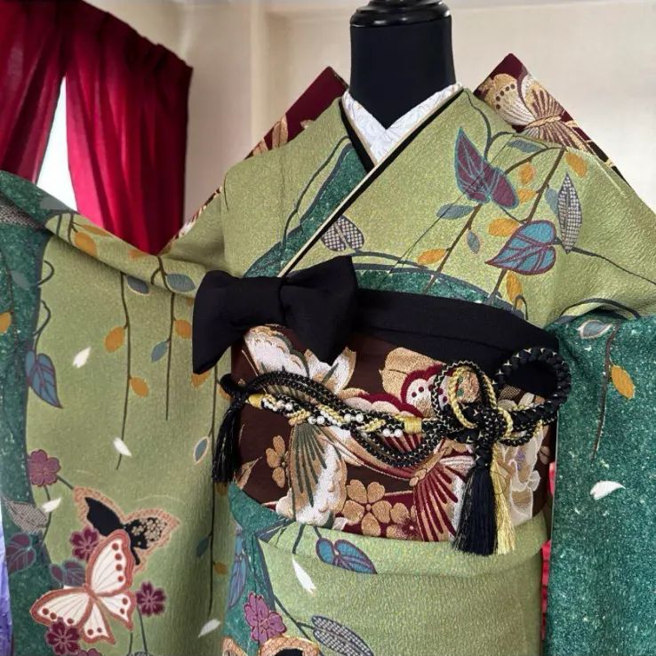 振袖 豪華7点セット 花柄 豪華振袖フルセット(7点) ・ 袋帯・長襦袢・半衿・帯揚げ 帯締め・古典
