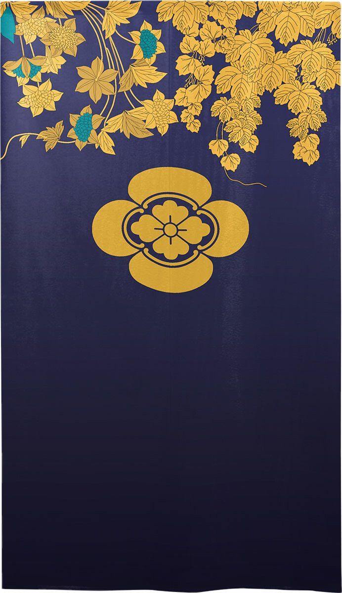 【SIMON BAKER】のれん「家紋  木瓜  蔓草」85x150cm ×7枚セット【日本製】暖簾 和風 家紋 目隠し 間仕切り 【家紋のれん】【匿名配送らくらくメルカリ便 全国送料無料】
