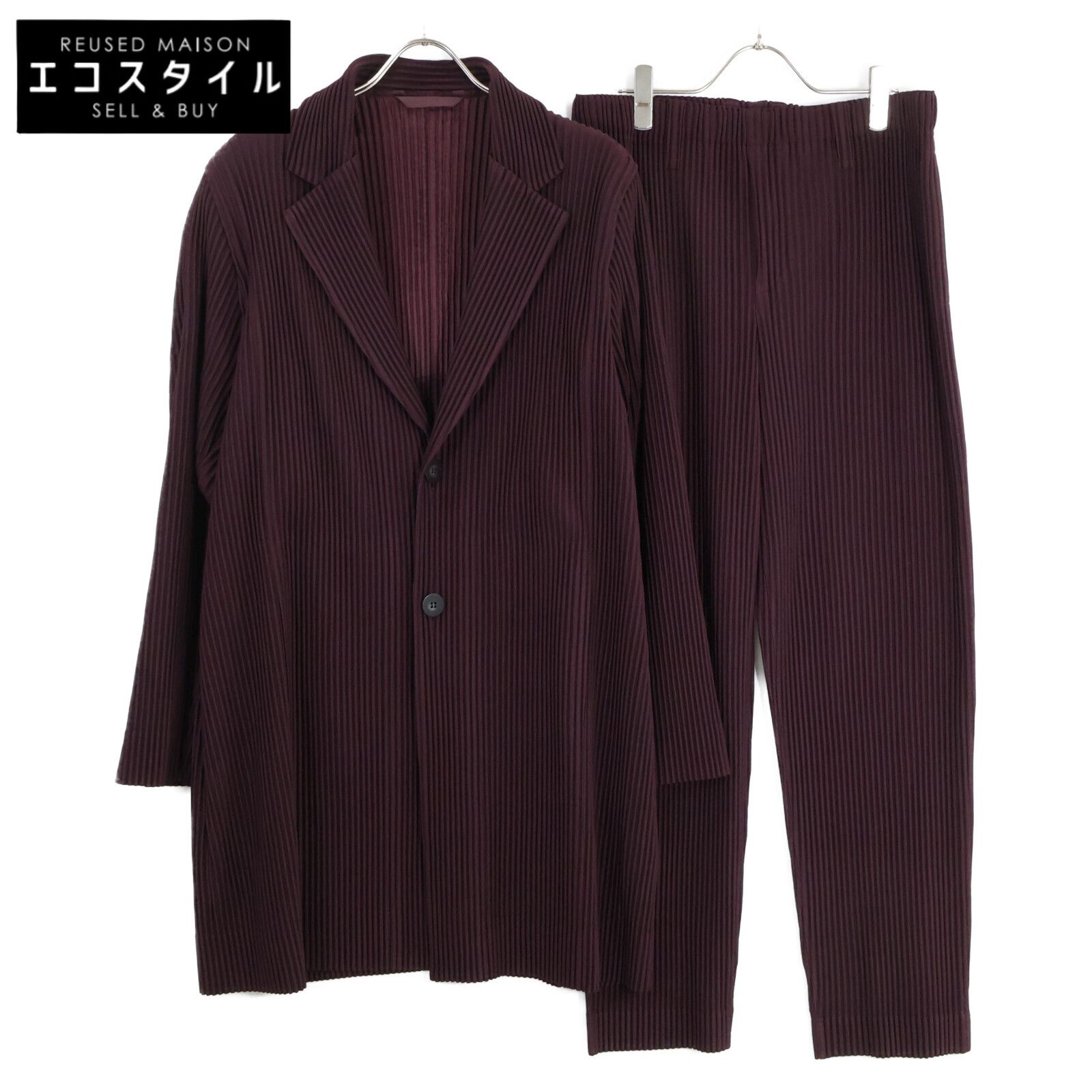 HOMME PLISSE ISSEY MIYAKE オムプリッセ イッセイミヤケ HP83JA208|JF210 プリーツ 2Bロングジャケット|ストレートパンツ 3