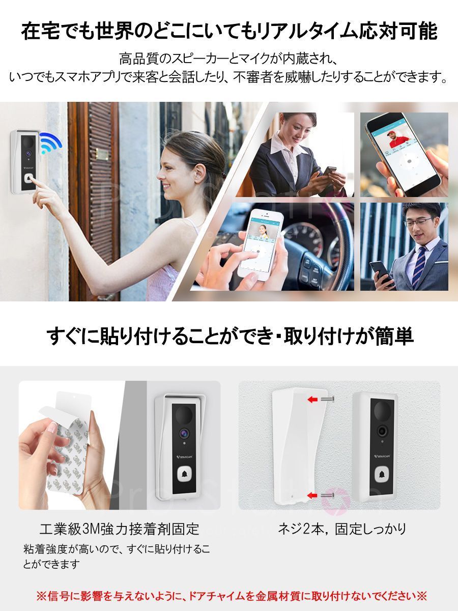 スマートドアカメラ Doorbell (Battery Type) ワイヤレスインターホン