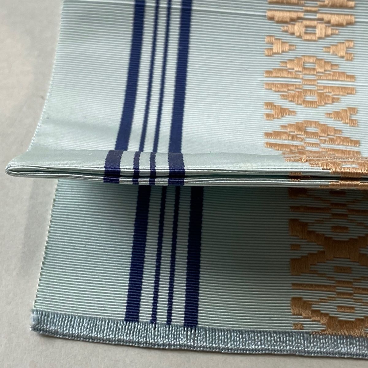 名古屋帯 美品 逸品 落款 八寸名古屋帯 博多織 小川善三郎 間道 独鈷柄