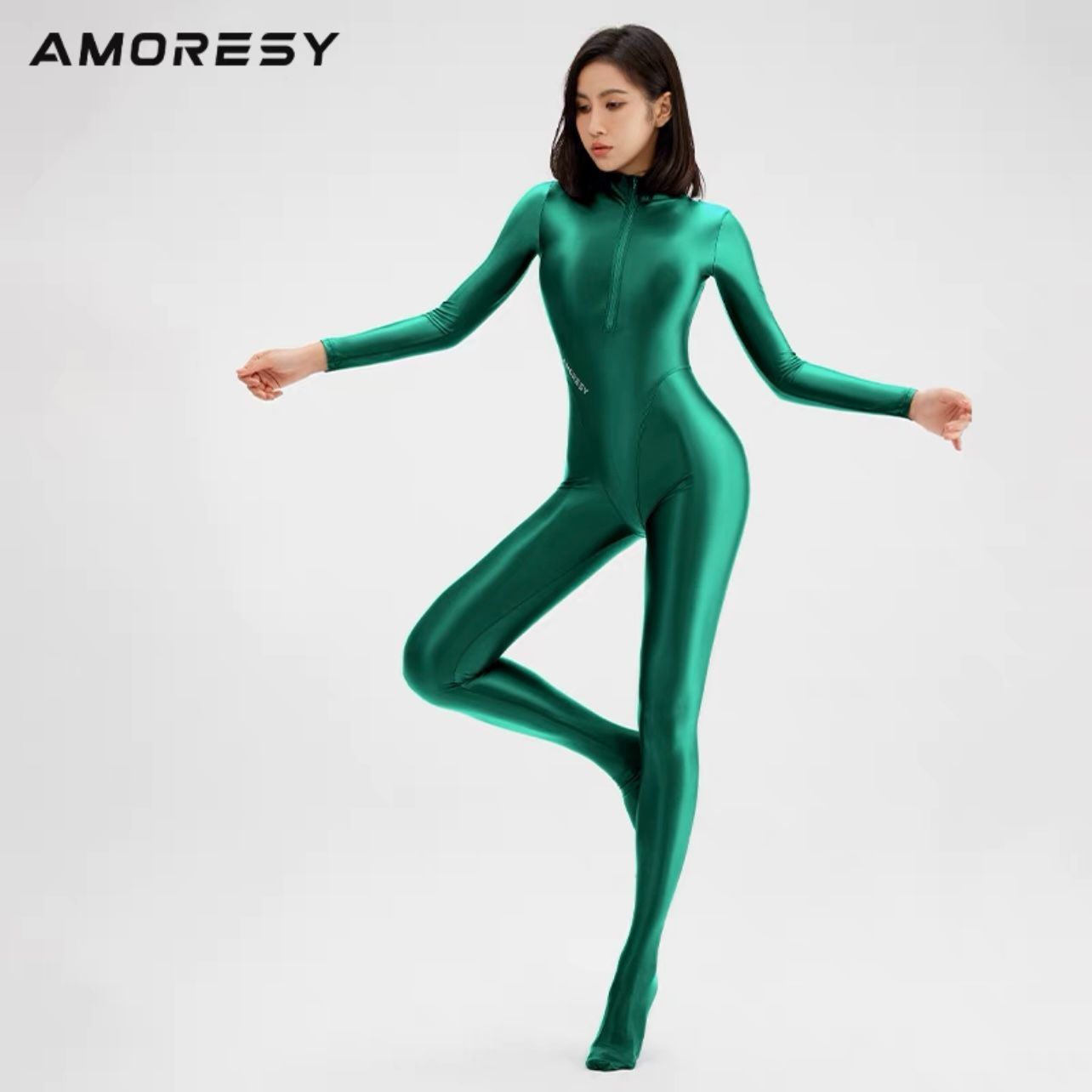 タイツ　レオタード Amoresy Mnemosyneシリーズ 全身タイツ フロントファスナー ユニタード レオタード水着 コスプレ衣装 グリーン - メルカリ