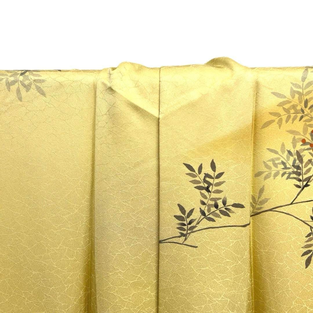 訪問着 南天 遠山 リーフ くすみカラー 氷割れ地紋 着物 103b d - メルカリ