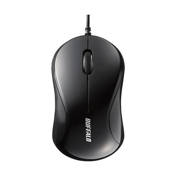 （まとめ）バッファロー 有線 光学式マウス3ボタンタイプ Sサイズ ブラック B