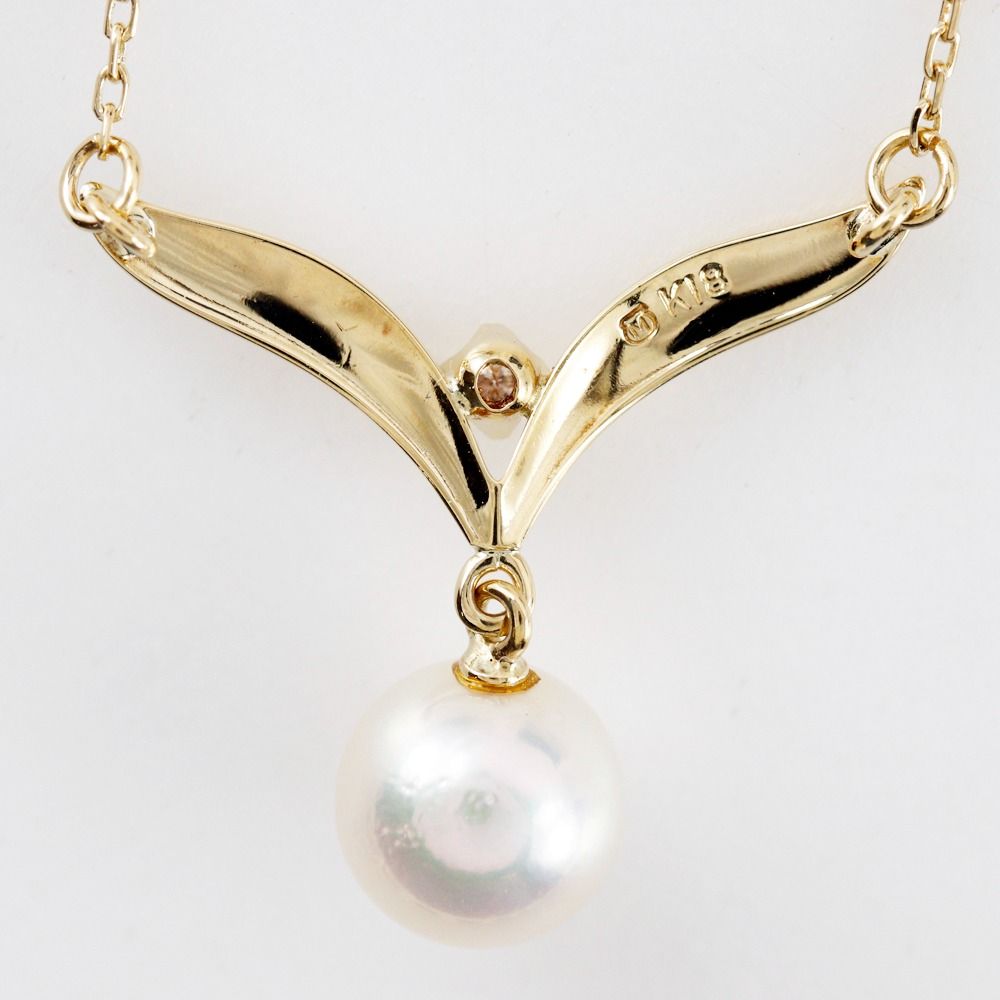 MIKIMOTO 真珠 K18 ネックレス7.2ミリ MIKIMOTO】ミキモト 真珠 7.2mm K18イエローゴールド×パール