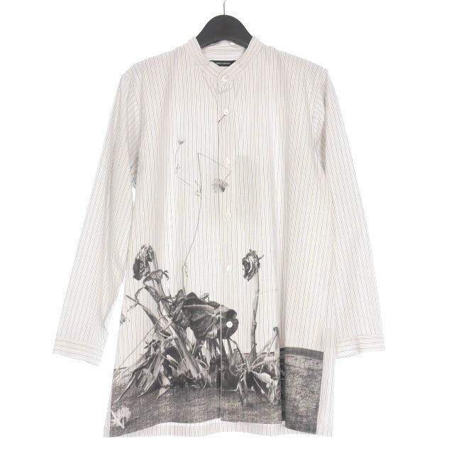 クリスチャンダダ CHRISTIAN DADA 19SS ARAKI Print Stand Collar Stripe Shirt ストライプシャツ 46 グレー CDM-19S-0206