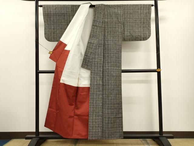 平和屋着物○上質な紬 格子柄 正絹 逸品 CAAT9320dy - メルカリ