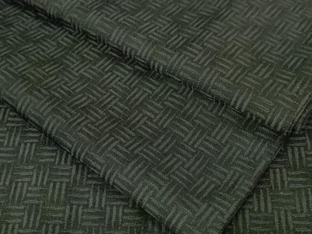 平和屋本店□極上 男性 お召 キングサイズ 網目文 羊羹色地 逸品