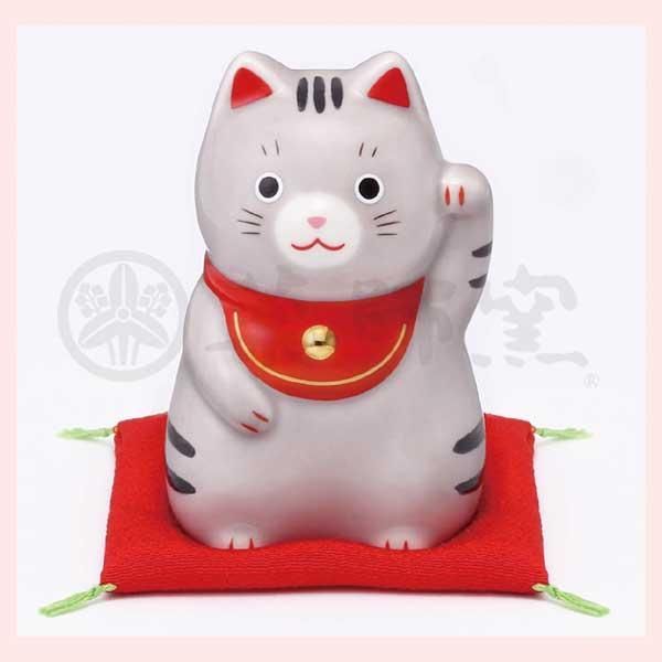 福おいで　招き猫（さばとら・中）　置物　7886　※陶器，まねき猫，縁起物，和，民芸品，工芸品，日本，レトロモダン，かわいい，可愛い，キャット，ねこ，ファンシー