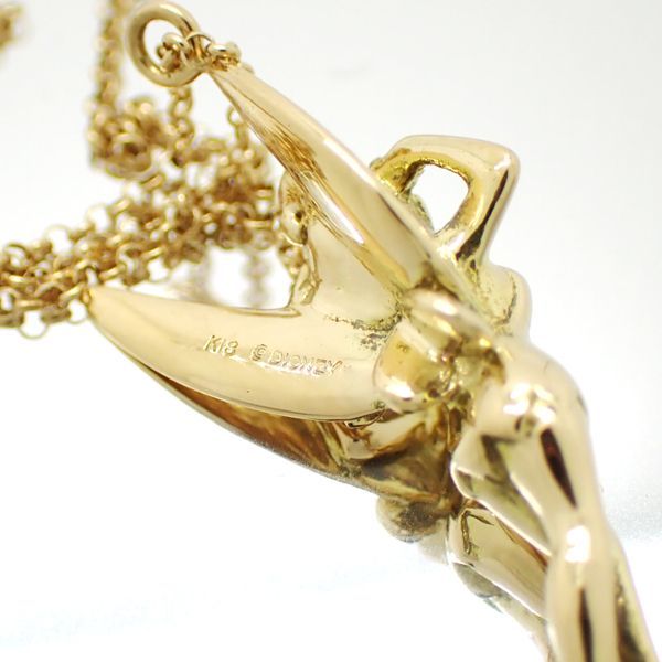 DISNEY© K18 ティンカーベル ネックレス イエローゴールド 美品 仕上げ