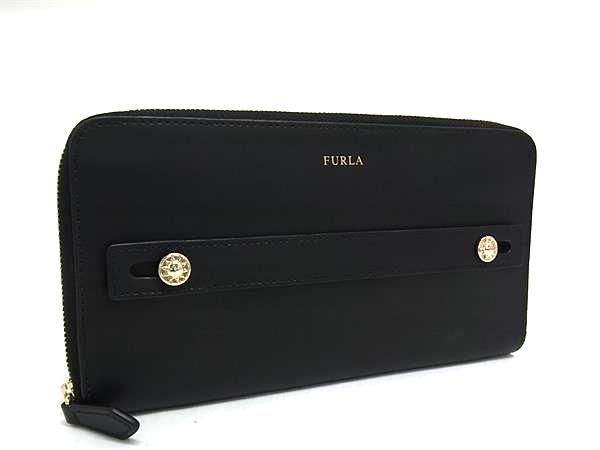 ♥ FURLA フルラ レザー カードケース付き ラウンドファスナー 長財布 ウォレット 札入れ 小銭入れ ブラック系 FP4712