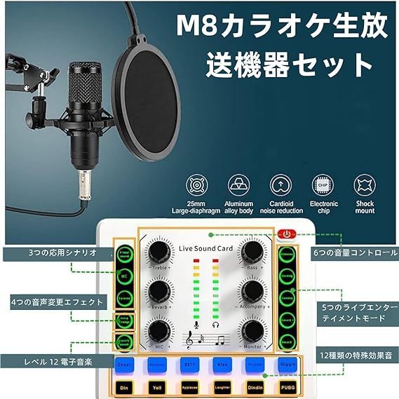 M8 カラオケマイク セット家庭用 DJ ミキサー セット オーディオ 