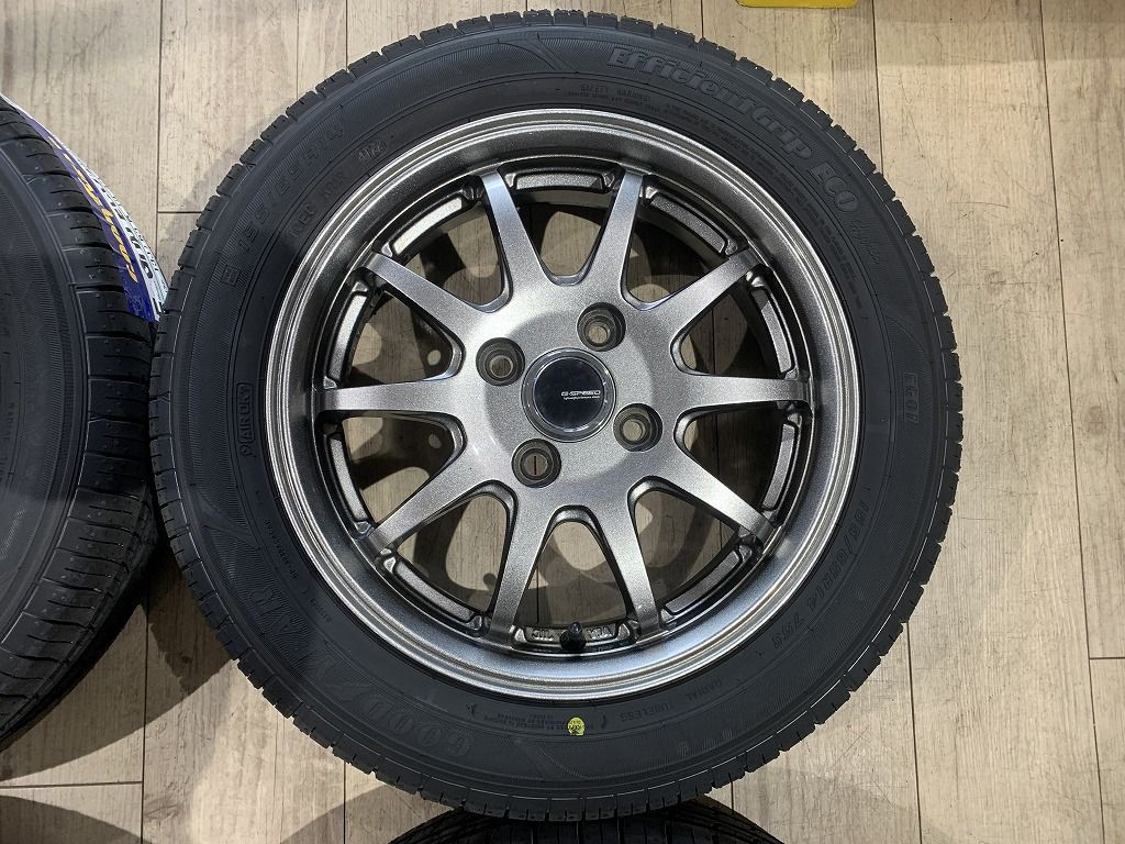 【2302053】新品タイヤ 14インチ 4.5J +45 PCD100 4H + GOODYEAR EG01 155/65R14 2022年 軽自動車 ワゴンR パレット ルークス モコ N-BOX 等