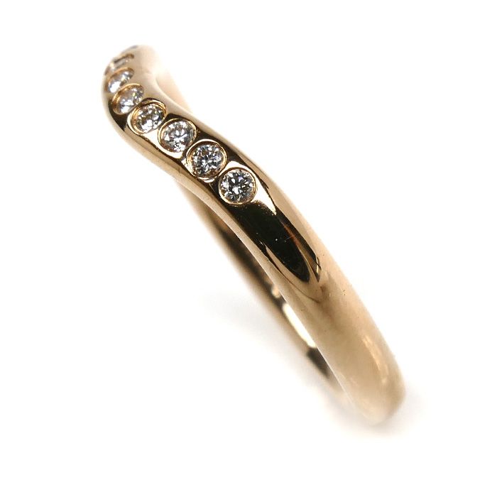 TIFFANY-Co. ティファニー K18PG ピンクゴールド カーブドバンド 9P ダイヤ リング 指輪 4号 2.3g レディース