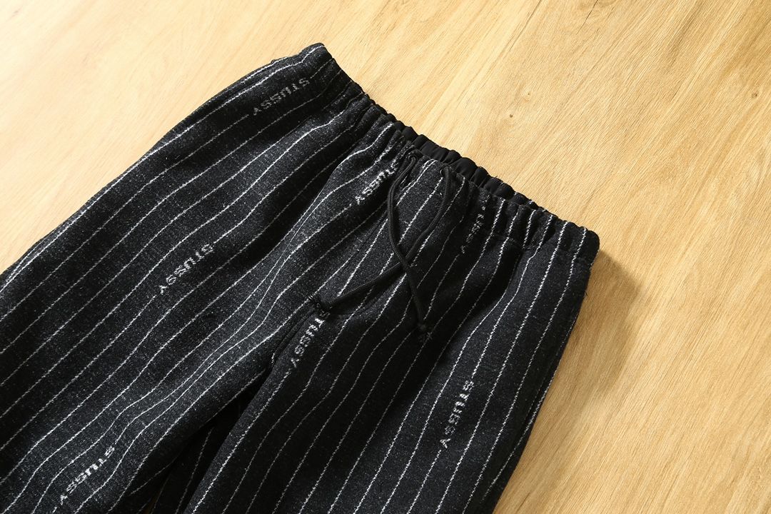 Stussy ウールストライプストレートロングラウンジパンツ