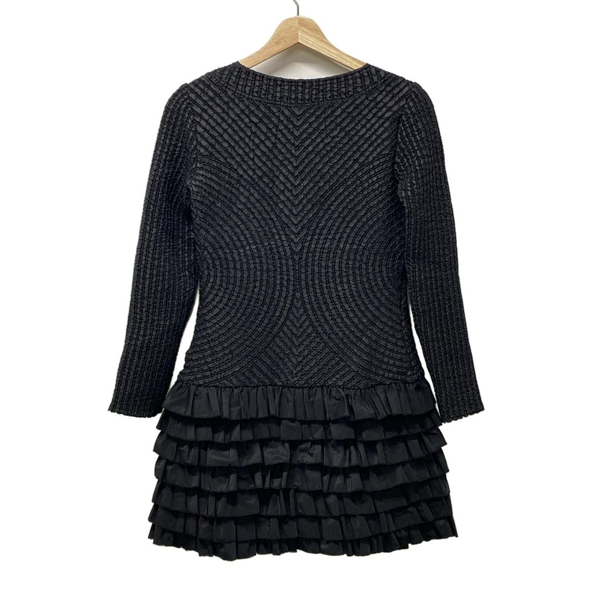 NOKO OHNO ノコオーノ コート サイズ38 M レディース - 黒 長袖 シワ加工 フラワー 花 スパンコール フリル 春 秋