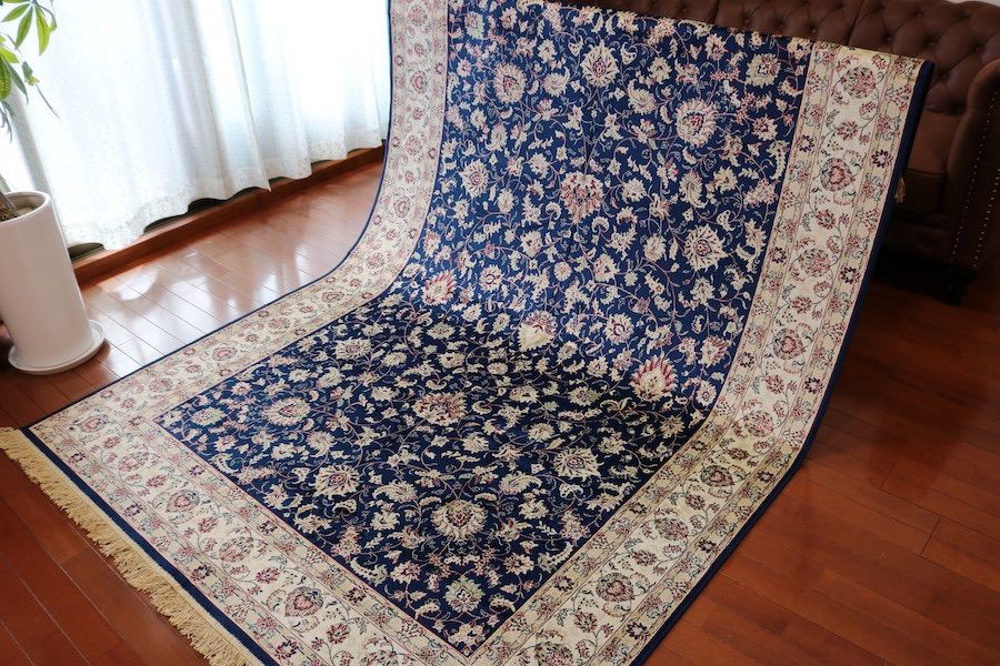 ペルシャ柄絨毯 160×230 新品未使用 絨毯 カーペット 訳あり ペルシャ柄絨毯 160×230 新品未使用 ラグ カーペット ネイビー