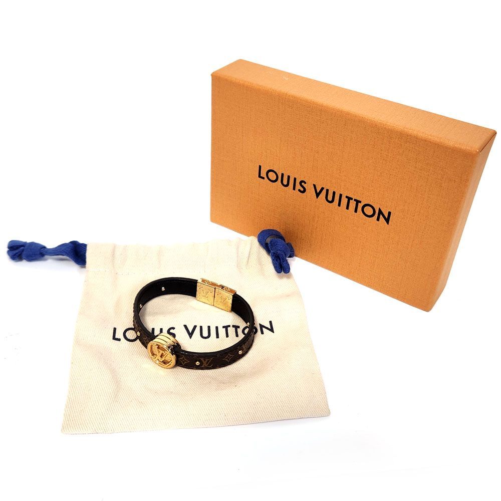 ルイヴィトン LOUISVUITTON ブラスレ LVサークルリバーシブル ブレスレット M6173F ブラウン ゴールド モノグラムキャンバス メタル 中古ABランク アクセサリー バングル レディース リバーシブル