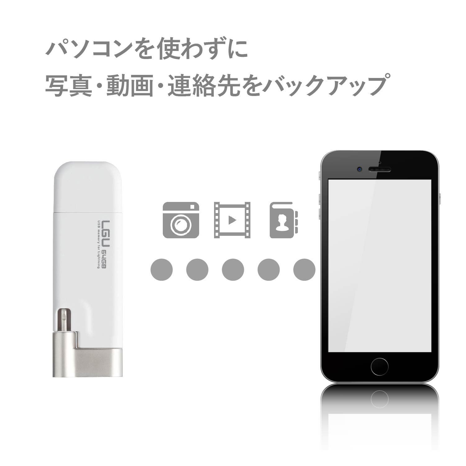 ロジテック ライトニング USBメモリ 64GB LMF-LGU264GWH 64GB