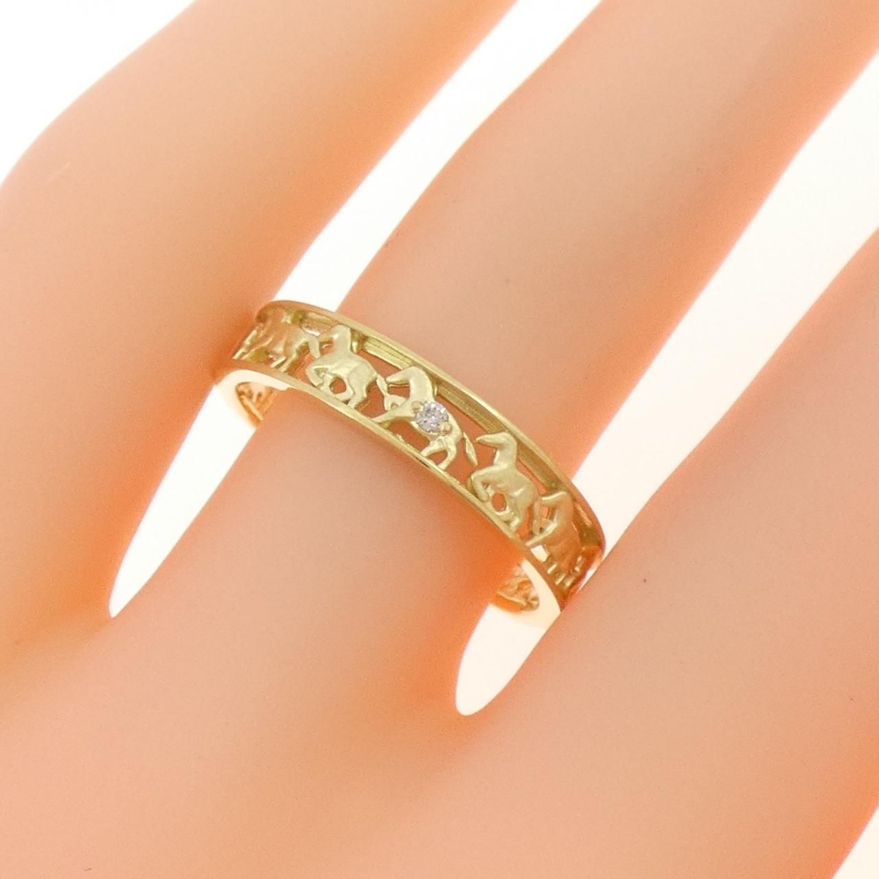 新品】K18YG ホース ダイヤモンド リング 0.01CT 