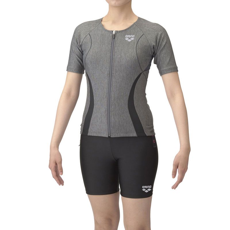 アリーナ ARENA フィットネスセパレーツ カバーバック ミドルレッグ 差し込みパッド 水泳 フィットネス AS5SWF44L GYBK グレーｘブラック