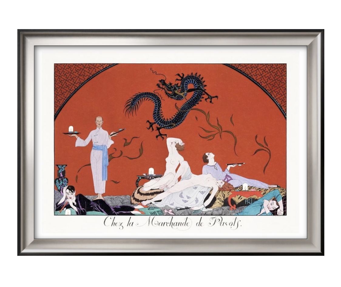 ジョルジュ・バルビエ陶板 アートフレーム 額入り絵画 壁掛け