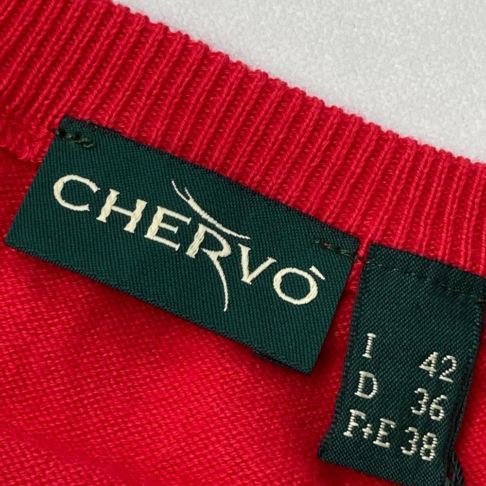 サイズ：42 CHERVO シェルボ  ニット セーター  レッド系 [240101449059] ゴルフウェア レディース ストスト サイズ：42 CHERVO シェルボ ニット セーター レッド系