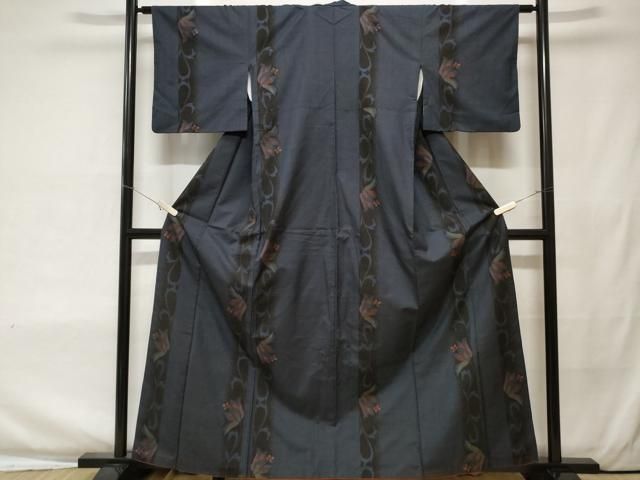 平和屋着物▽本場大島紬 単衣 切嵌流水花文 正絹 逸品 AAAZ2327jh