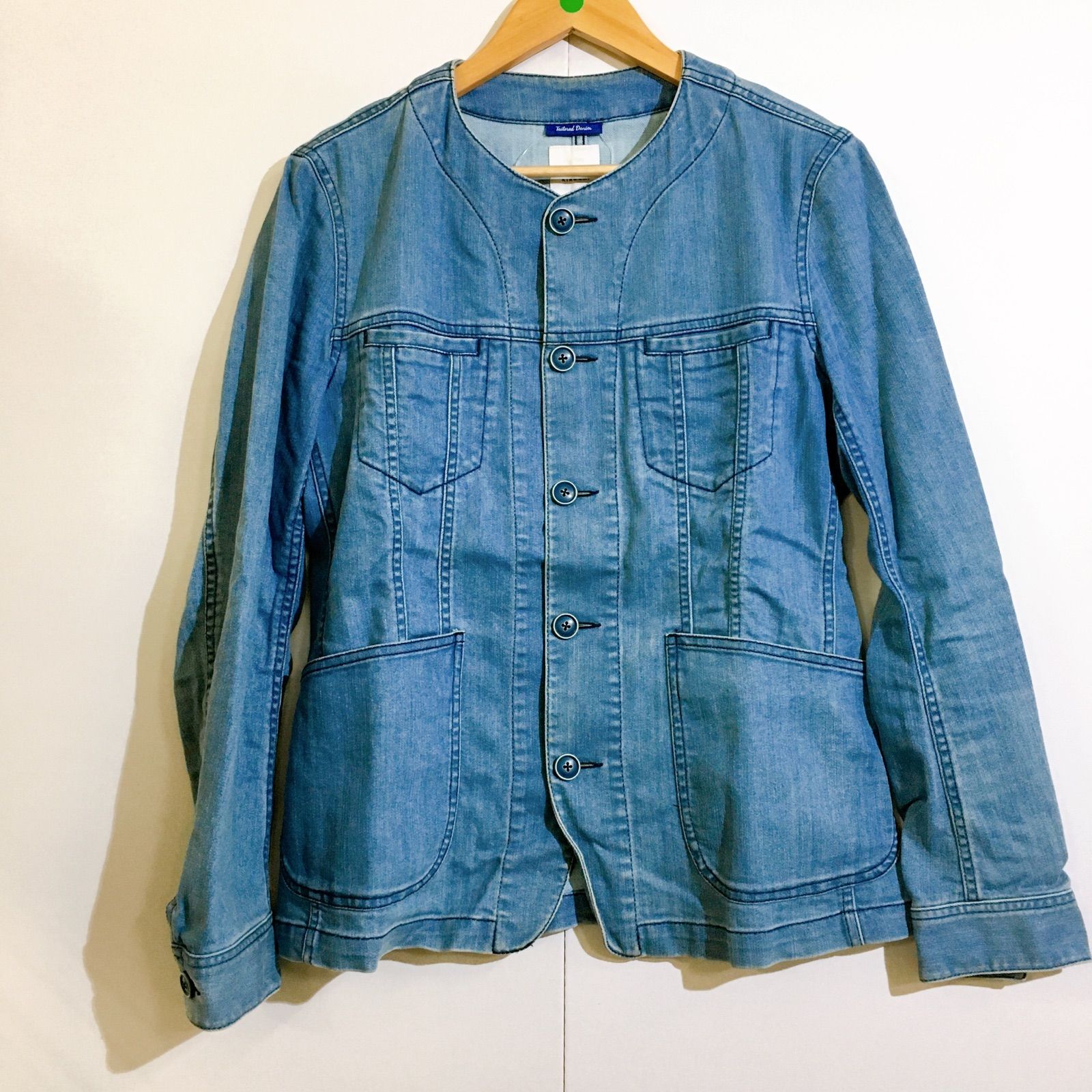 TAKEO KIKUCHI ノーカラー カバーオール デニムジャケット S-M TAKEO KIKUCHI ノーカラー カバーオール デニムジャケット S-M