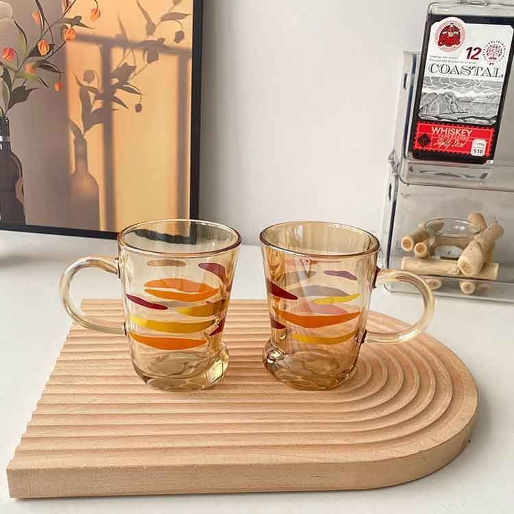 取っ手 コーヒーグラス 猫好き ガラス ネコ マグカップ しっぽ