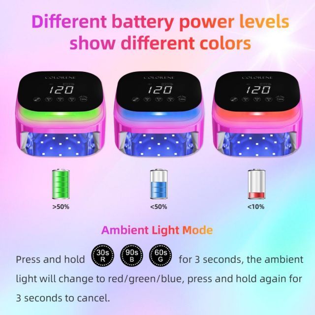 コードレス UV LED ネイルランプ 60 W 充電式ネイルドライヤー ジェルポリッシュライト インテリジェント自動センサー LCD ディスプレイ ポータブル 30 ビーズ ネイルライト 4 タイマー設定付き Magenta