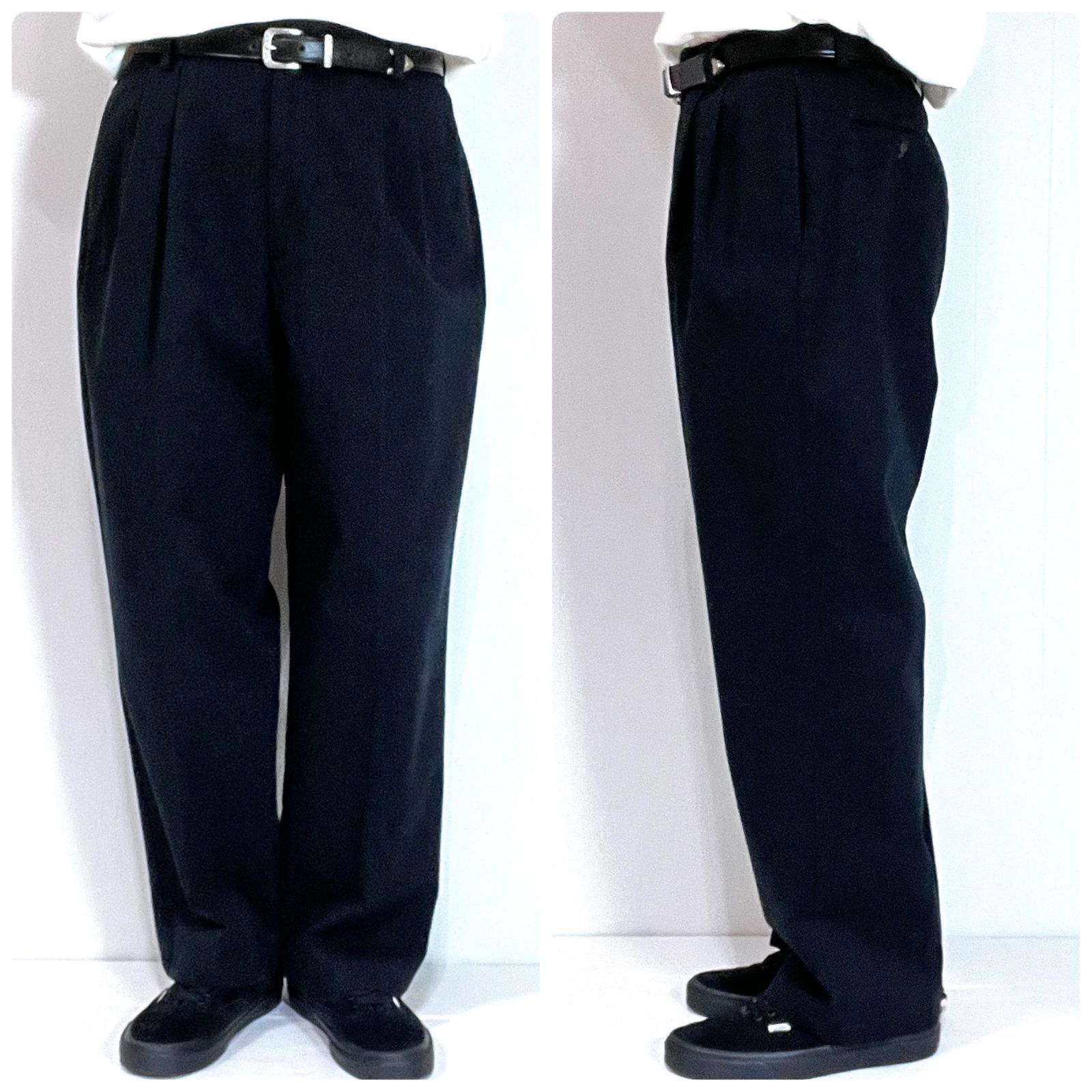 00 s DOCKERS ドッカーズ W 36 L 29 コットンツイル ツータック チノパン ブラック 黒 Odyssey Twill BLACK スラックス トラウザーズ クラシックフィット ワイドストレート 2000年 ゴールデンサイズ p