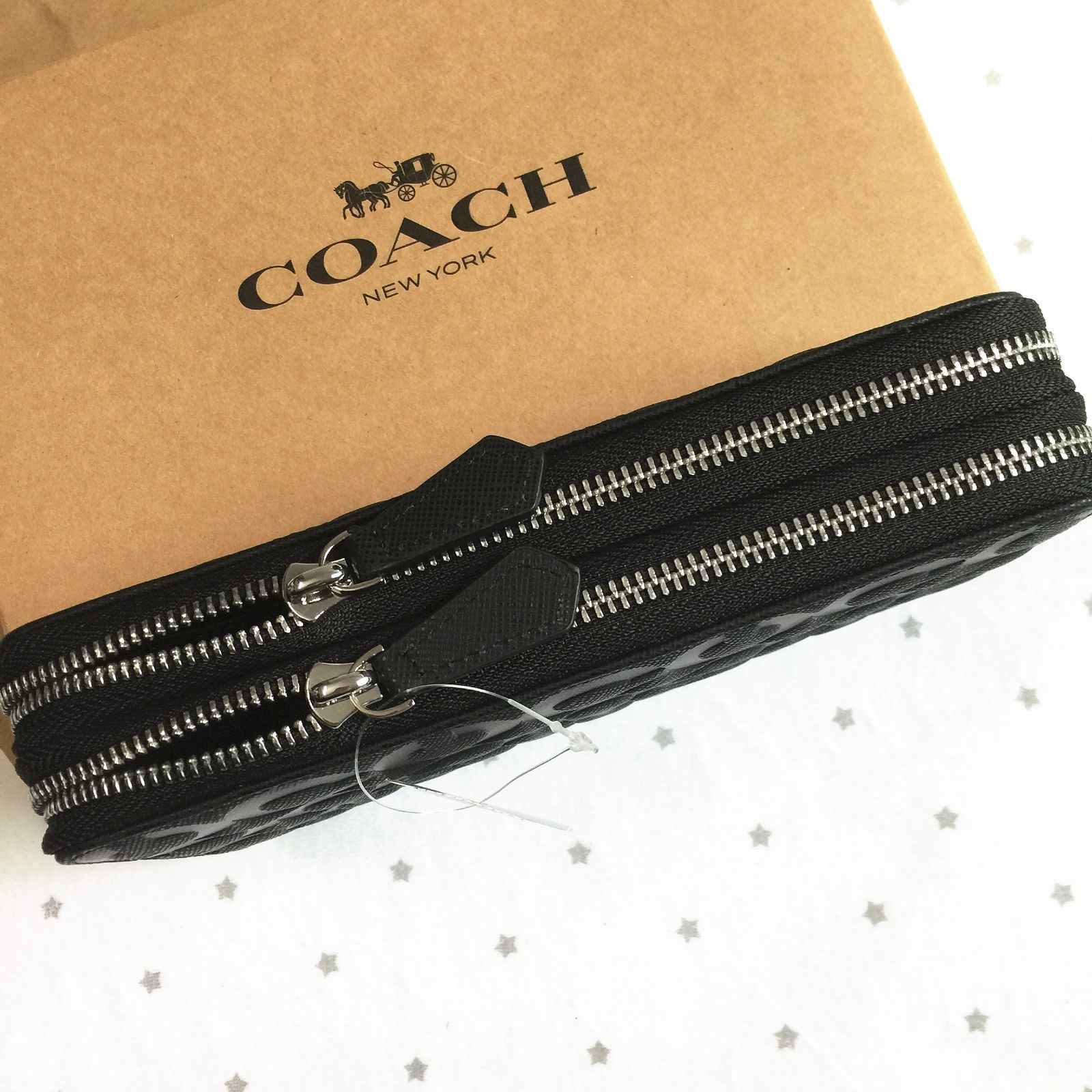 セール中】COACH コーチ財布 F77288 ブラック ダブルジップ セカンド